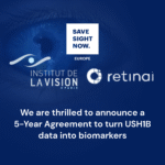 Visual showing logos from SSNEU, Institut de la Vision and REtinAI. Text reading the agreement between the mentioned parties.
