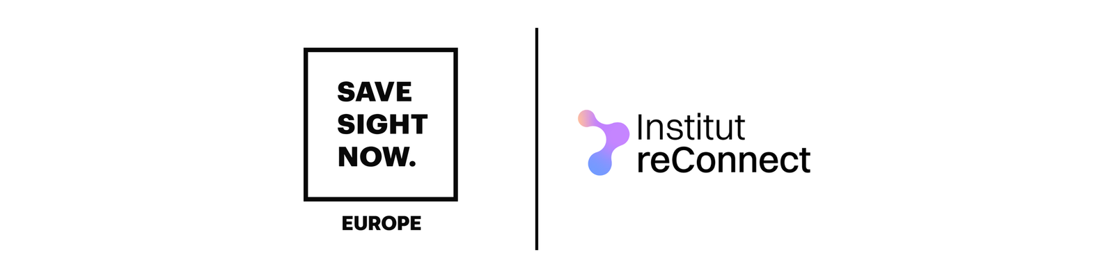 Logotips de Save Sight Now Europe i de l'Institut reConnect